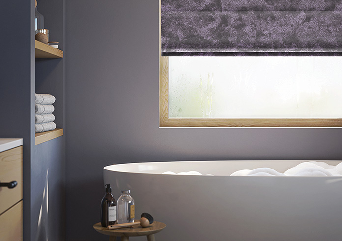Cyrus Crushed Velvet, Deep Purple - Motorised Roman Blind - Image 5